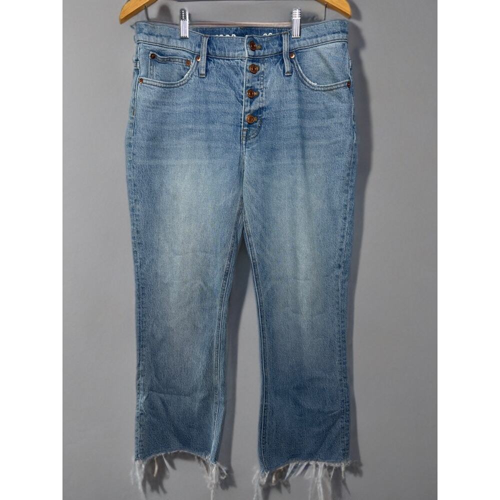 J.Crew Demi Boot Crop Jeans Women’s 30 Button Fly Frayed Hem Re-Imagined
